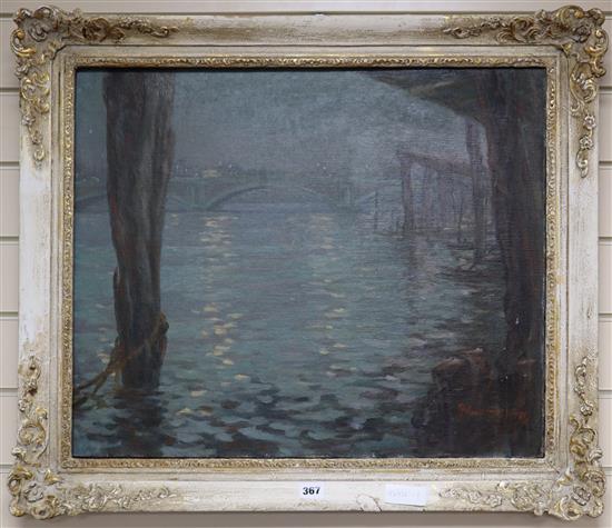 Aileen Eagleton (1902-1984), Hampton Court Bridge, signed l.r., oil on canvas, 50 x 60cm